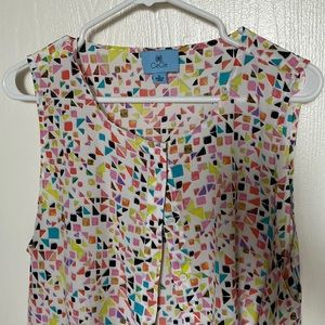 Cece button down sleeveless top